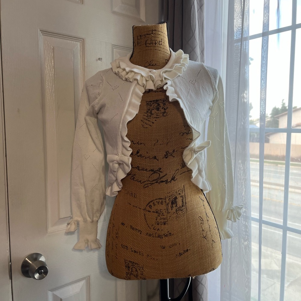 Lolita White Ruffled Cardigan bolero